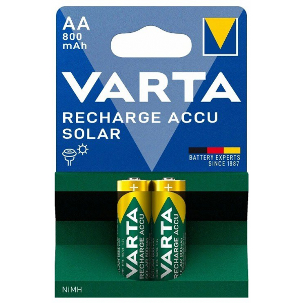 Varta SOLAR LR6/AA Ni-MH 800 mAh x 2 genopladelige batterier